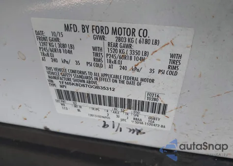 2016 Ford Explorer Xlt z USA, uszkodzony, nr VIN 1FM5K8D87GGB35312